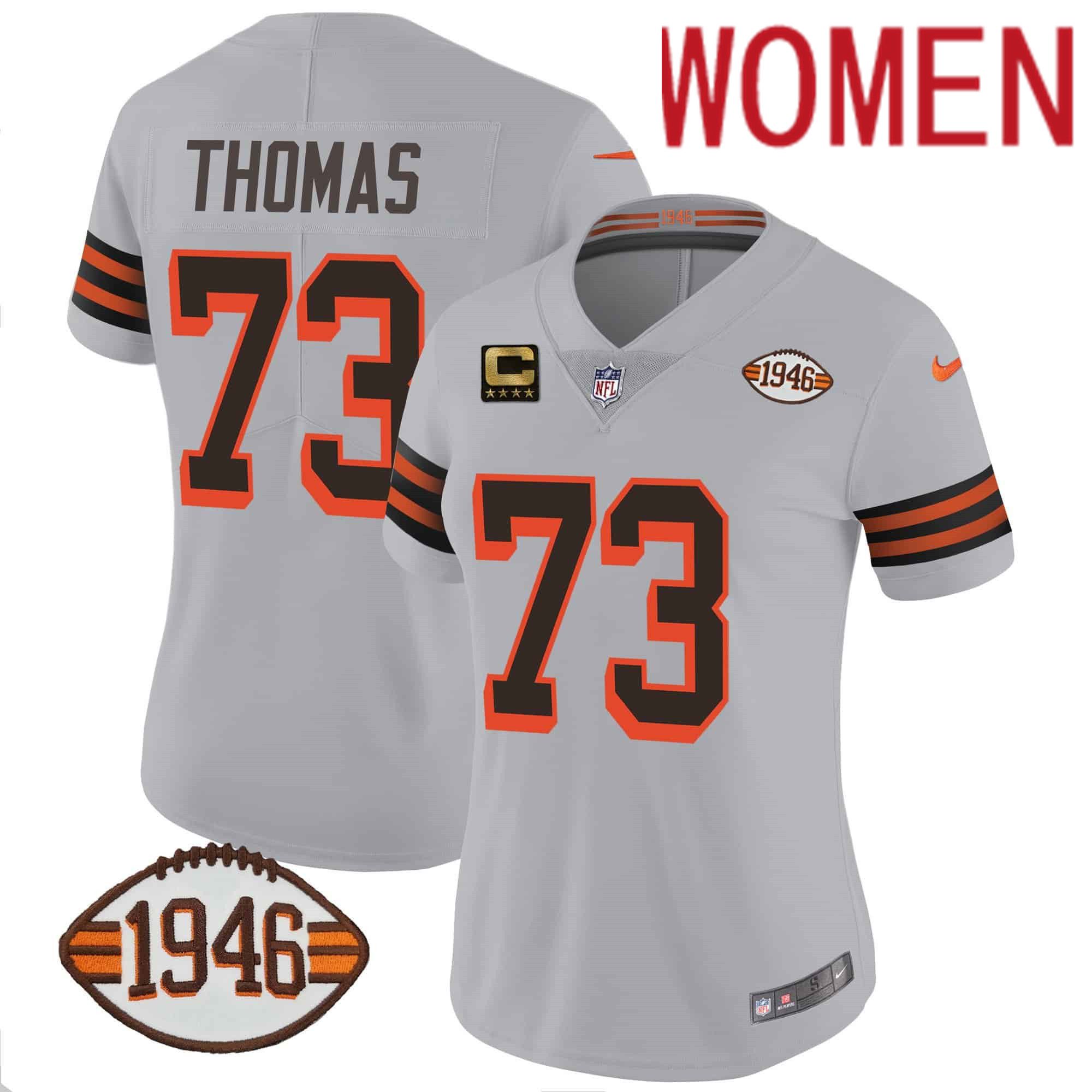 Women Cleveland Browns #73 Thomas Grey 1946 75th Anniversary Patch 2024 Nike NFL Jersey